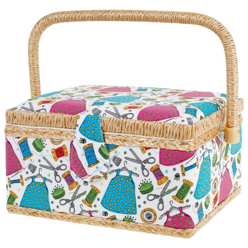 Portable sewing basket with removable tray and interior 2