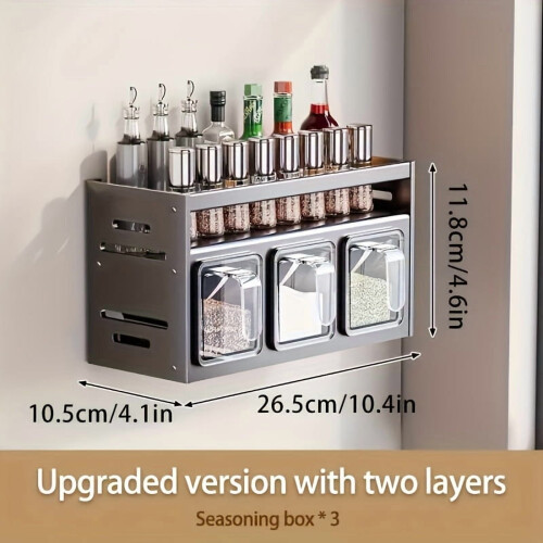 3/4/5-Compartment Spice Rack, Rust-Resistant Aluminum, No-Drill Pull-Out Organizer – Compatible with Standard Cabinets