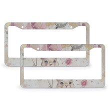 Watercolor Bunny Spring License Plate Frames Aluminum 2 pcs