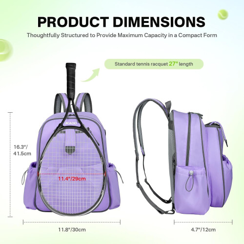 Tennis Backpack Waterproof Oxford 14L with 2 Racket 1
