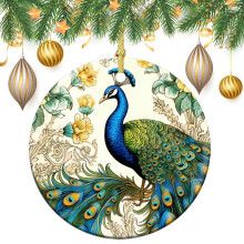 Vintage Peacock Christmas Ornament Blue Teal Turquoise
