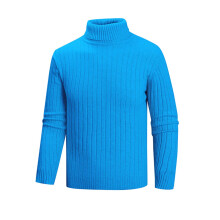 SYMOID Big & Tall Men's 3XL Sky Blue Cotton Knit Turtleneck Sweater - Warm Fall Winter Pullover for Layering & Casual Daily Wear