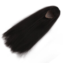 Black Doll Long Straight Wig with Bangs Synthetic Hair for 18.5‑21cm Heads