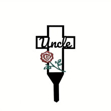 1PC Metal Cross Garden Stake Cemetery Memorial Cross Stake for Dad/Mom/Uncle, Cross Pile, Cemetery Decorations