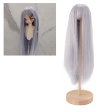 1/4 Doll Wig 7-8in High Temp Silk Long Straight Blue for DIY Ball Jointed Dolls