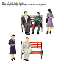 50 Seated Standing Model People Passanger Figures+6 Bench Train Railway Layout