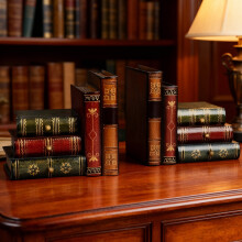 Vintage Bookend with Hidden Storage, Faux Book Design Decorative Book Ends for Shelves, Multifunctional Organizer for Home Office & Library