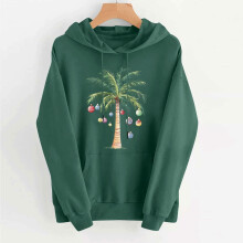 Damen-Hoodie mit Weihnachtsprint, langärmelig, kuschelig, aus Fleece, locker geschnitten, lässiges Streetwear-Sweatshirt