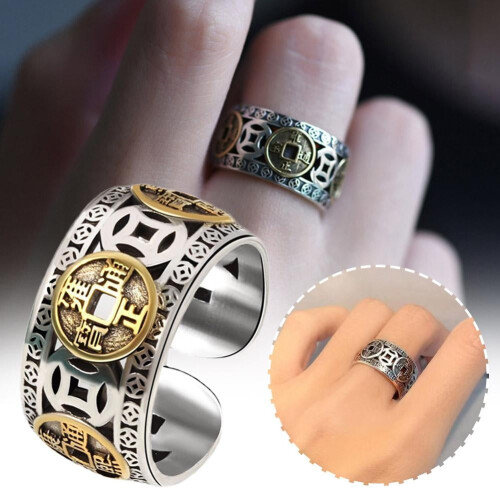 Five Emperors Copper Coin Ring Gold Korean Style 2