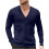 Ανδρικό Μονόχρωμο Πλεκτό Ζακέτα με V-Neck, Σχέδιο Ζακάρ, Μακρυμάνικο Πουλόβερ, 7