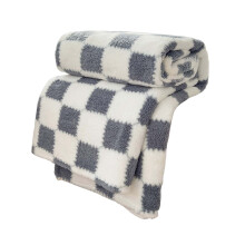 Checkered Blanket, Ultra Soft Cozy Gray and White Throw Blanket, Warm Cozy Knit Fuzzy Plush Checkerboard Throw for Couch Bed Sofa, 27.6x39.4 Inches