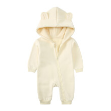 Detské body s kapucňou a bavlnenou podprsenkou s dlhým rukávom, jednofarebný, unisex, jednodielny, s útulným dizajnom, na hranie a