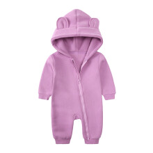 Baby-Body mit Bärenohren, Kapuze, Baumwolle, 0-24 Monate, Unisex, Langarm, einfarbig, kuscheliges Design für Spielzeit und Alltag