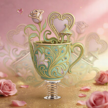 Décoration de bureau pour la Saint-Valentin : Tasse à thé en acrylique 2D en forme de rose et de cœur, idéale pour le bureau, la console de