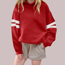 Kids Fleece Hoodie with Pockets & White Striped Sleeves Boys & Girls 1-14Y Casual Print Pullover Warm Health Cloth