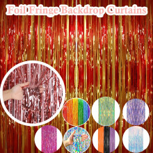 Golden Rain Silk Curtain 2.0M Colorful Metallic Backdrop