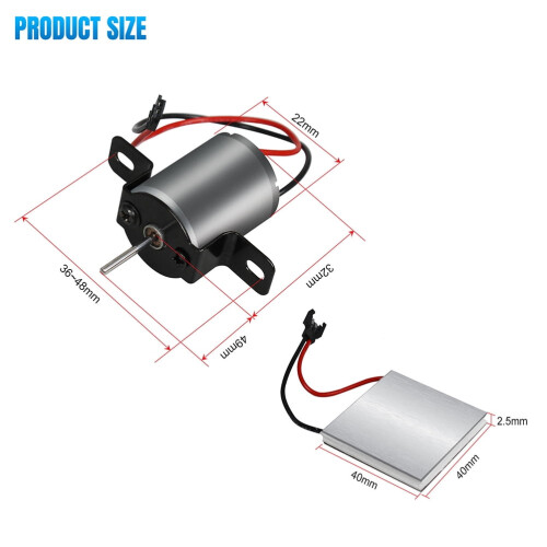 Conjunto de 1 conjunto de motor e gerador para ventilador de lareira, 1,6 x 1,6 polegadas. 2
