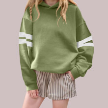 Kids Fleece Hoodie with Pockets & White Striped Sleeves Boys & Girls 1-14Y Casual Print Pullover Warm Health Cloth