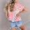 Blusas infantis de algodão e linho, listras verticais e camisas clássicas com lapela. 3