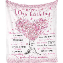 Couverture cadeau pour le 10e anniversaire d'une fille – 76 x 102 cm, idéale pour célébrer ce cap symbolique, compatible avec les chambres