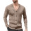 Ανδρικό Μονόχρωμο Πλεκτό Ζακέτα με V-Neck, Σχέδιο Ζακάρ, Μακρυμάνικο Πουλόβερ, 2