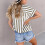 Blusas infantis de algodão e linho, listras verticais e camisas clássicas com lapela. 3