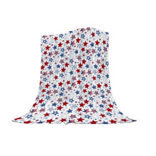 4th of July Patriotic Throw Blanket Memorial Day Independence Day American USA Flag Blue Red Stars for Couch Sofa Bed