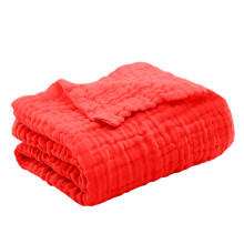 Trendy Plain Waffle Weave Throw Blanket, Soft & Skin-Friendly, Lightweight, Breathable, Easy Clean, Red, 59.06"x78.74"