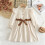 Women's Solid Long Sleeve V-Neck Bow Dress 5
