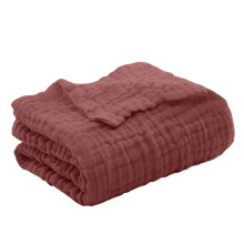 Trendy Plain Waffle Weave Throw Blanket, Soft & Skin-Friendly, Lightweight, Breathable, Easy Clean, Dark Red, 59.06"x78.74"
