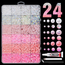 24-Compartment Storage Box Resin Flat-Bottom Drill for Nails Face Eye Makeup Tumblers Bottles Crafts Shoes Phones