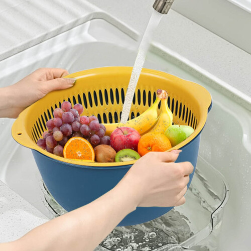 XIAOLE 2-in-1 Double-Layer Kitchen Colander Bowl 2