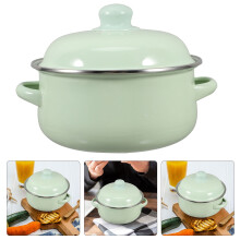 Green Enamel Cooking Pot with Lid Ideal for Stewing Porridge and Braising