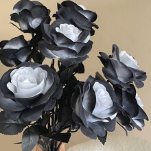 10PCS Halloween Fake Roses – Realistic White Artificial Flowers for Party Centerpiece, Home Decor & Table Favor (Compatible with Halloween Themes)