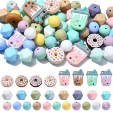 Silicone Focal Round Cube Beads 58 pcs