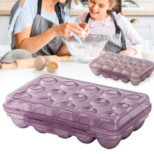 15 Grid Egg Storage Box Refrigerator Crisper Egg Protection Box Portable Egg Carriage Container For Camping Picnic Essential (Purple)