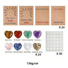24 Pack Heart-Shaped Gemstone Valentine's Day Cards - Valentine Gem Crystal Gift Exchange for Teens