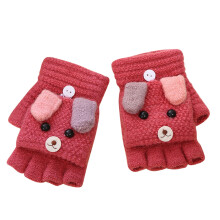 Clearance 1 Pairs Kids Winter Convertible Flip Top Gloves Knitted Fingerless Gloves with Mitten Cover for Girls Boys