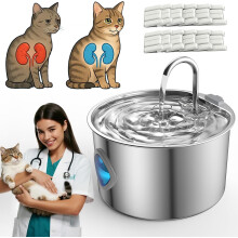 Stainless Steel Cat Water Fountain, 108oz, Multi-Filtration, Oxygen-Rich Flow, Silent Pump, Tap Design – Compatible with Indoor Cats