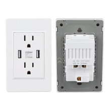 USB Charger Wall Outlet, 2 USB Ports 5V 2100mA & 2 AC Outlets, 110-220V Dual Function Charging Panel, White, 5.12 x 2.76 x 1.18 in