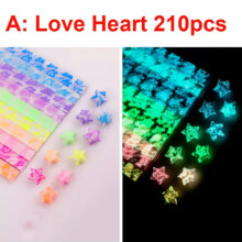 210 Strips Folding Origami Luminous Lucky Wish Star Paper Glows in the Dark-A: Love Heart