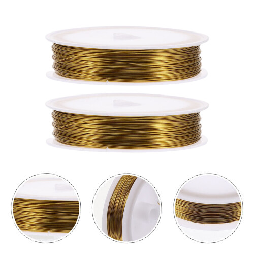 Galvanized Iron Wire Golden Thin Wire 2 Rolls 2.59X2.59X0.63in