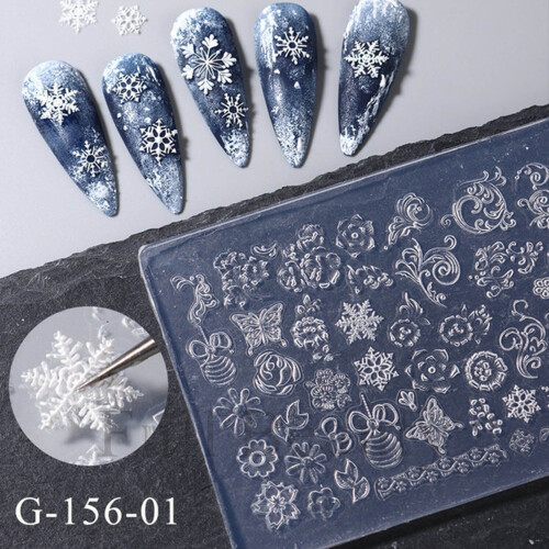 Nails Art Silicone Mold Beautiful 3D Nails Casting Molds Embossed Nails Stencils Sculpture 2