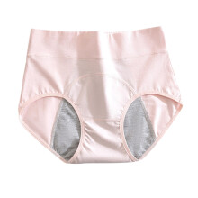 Women's Seamless High-Waisted Cotton Thong Panties, Breathable Warm Velvet, Compatible with Period Underwear, Pink