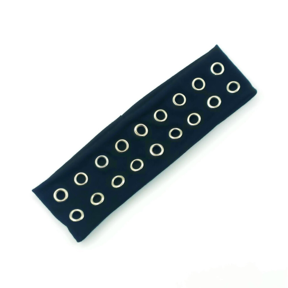 Wide Elastic Headbands Punk Style Hollow Eyelets