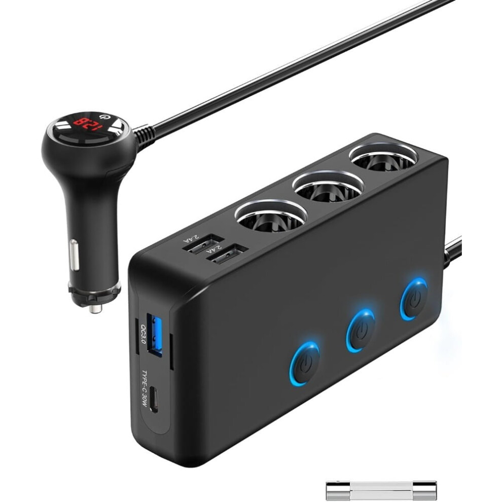 Car Charger Splitter 200W With 3 Cigarette Lighter Sockets 9097180192770