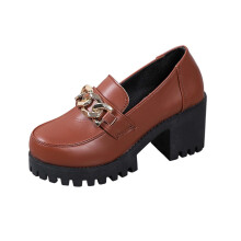 Wine Women Platform Loafers Casual Shoes Round Toe Chunky Heel Comfortable Footwear Lightweight Indoor Outdoor Leisure Slip On With Thick Sole Design