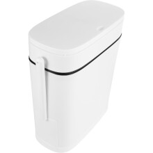 Bathroom Gadget Slim White Waste Basket with Toilet Brush Holder for Bedroom and Office