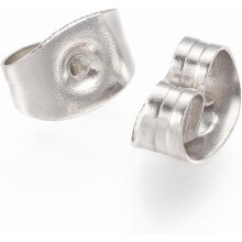 1000pcs Non-Tarnish 316 Surgical Stainless Steel Ear Nuts Butterfly Earring Backs for Post Earrings Stainless Steel color 4.5x6.5x3.2mm Hole: 0.7mm