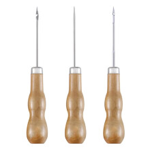 Sewing Awl, Professional Leather Wooden Handle Awl Tool Stitching Sewing Hand Tools Accessories Pin Punching for Leather Hole - Three-Piece Suit